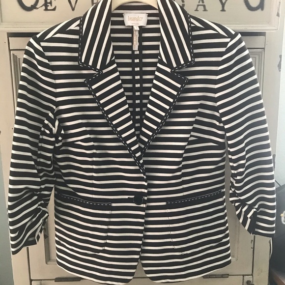 Laundry Black & White Stripe Blazer